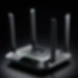 Detailed architecture of a TP-Link tri-band router showcasing multiple bands