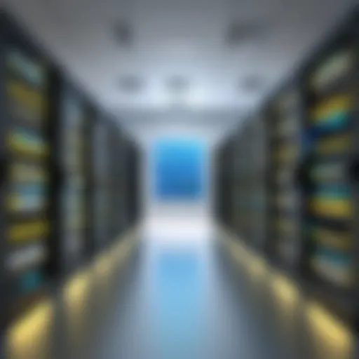 A digital landscape representing enterprise web hosting.