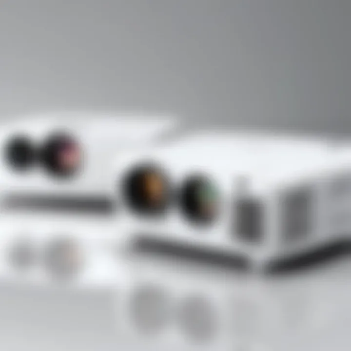 A comparison chart of different projector models