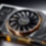 Detailed view of an ASUS NVIDIA GPU showcasing its cooling system