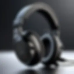 Detailed view of a rig headset microphone highlighting its design and features.