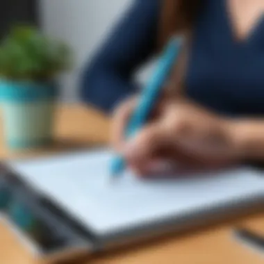 Surface Pen being used in an educational setting for note-taking.