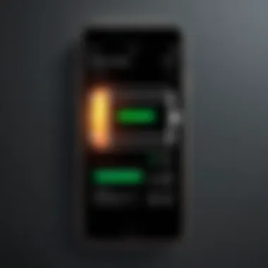 Battery Health Indicator Illustration of a smartphone with a battery icon displaying low charge
