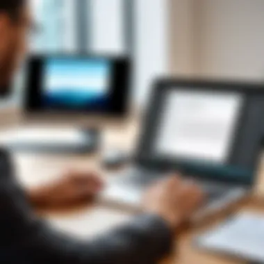 Editing PDFs on Digital Devices A user engaging with a PDF document on a laptop